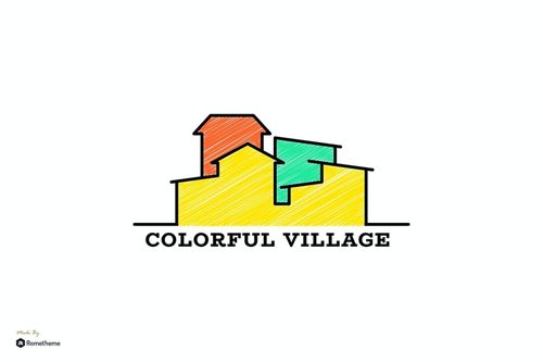 简约彩色线条村庄建筑 LOGO标识平面设计